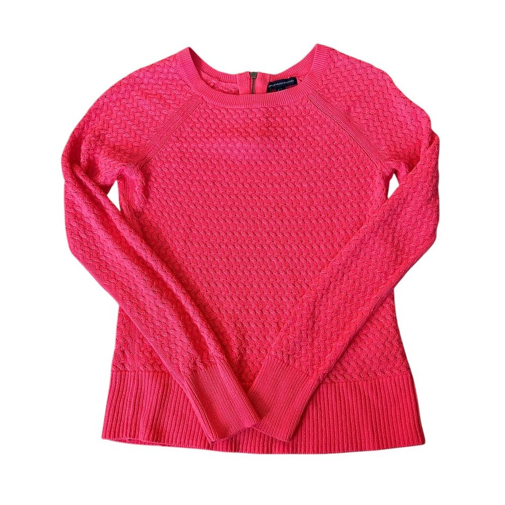 Vtg American Eagle Neon Pink Open Knit Sweater S Crew Neck Y2K 90s Bright‎ Bold - Picture 2 of 6